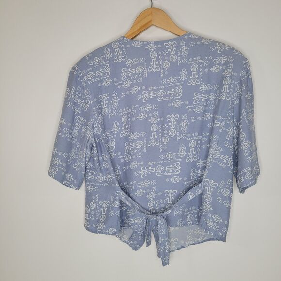 Vintage SK & COMPANY Blue White 2 Piece Set Size 12 90s Culottes Western Co-ord - Picture 3 of 14